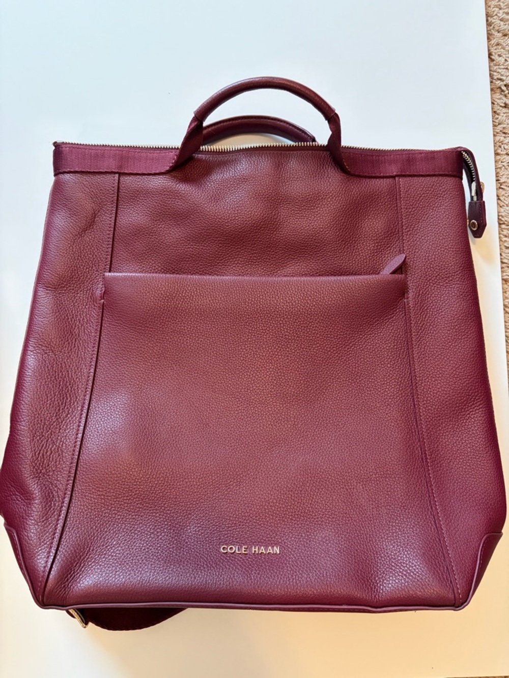 Cole Haan Wine Leather travel Tote